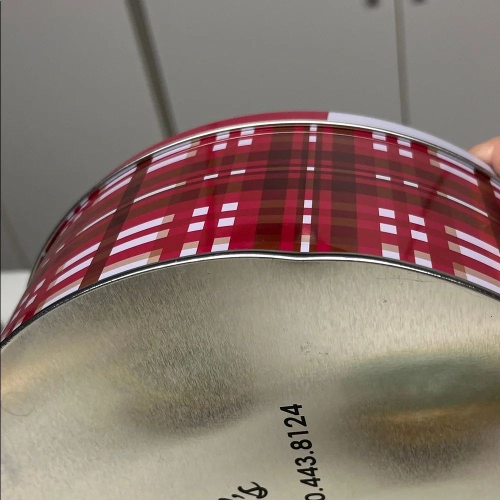 Festive Snowman Tin with Red and White Design